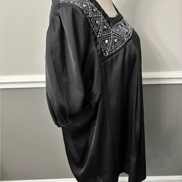 George Black Embroidered Square-Neck Blouse - Picture 2 of 6
